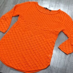 JEANNE PIERRE Bright Orange Knit Top
